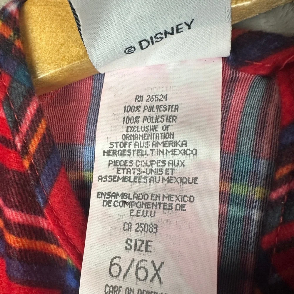 Disney‎ Store Girls Size 6 Red Plaid Minnie Mouse Daisy Duck Nightgown Lace Trim